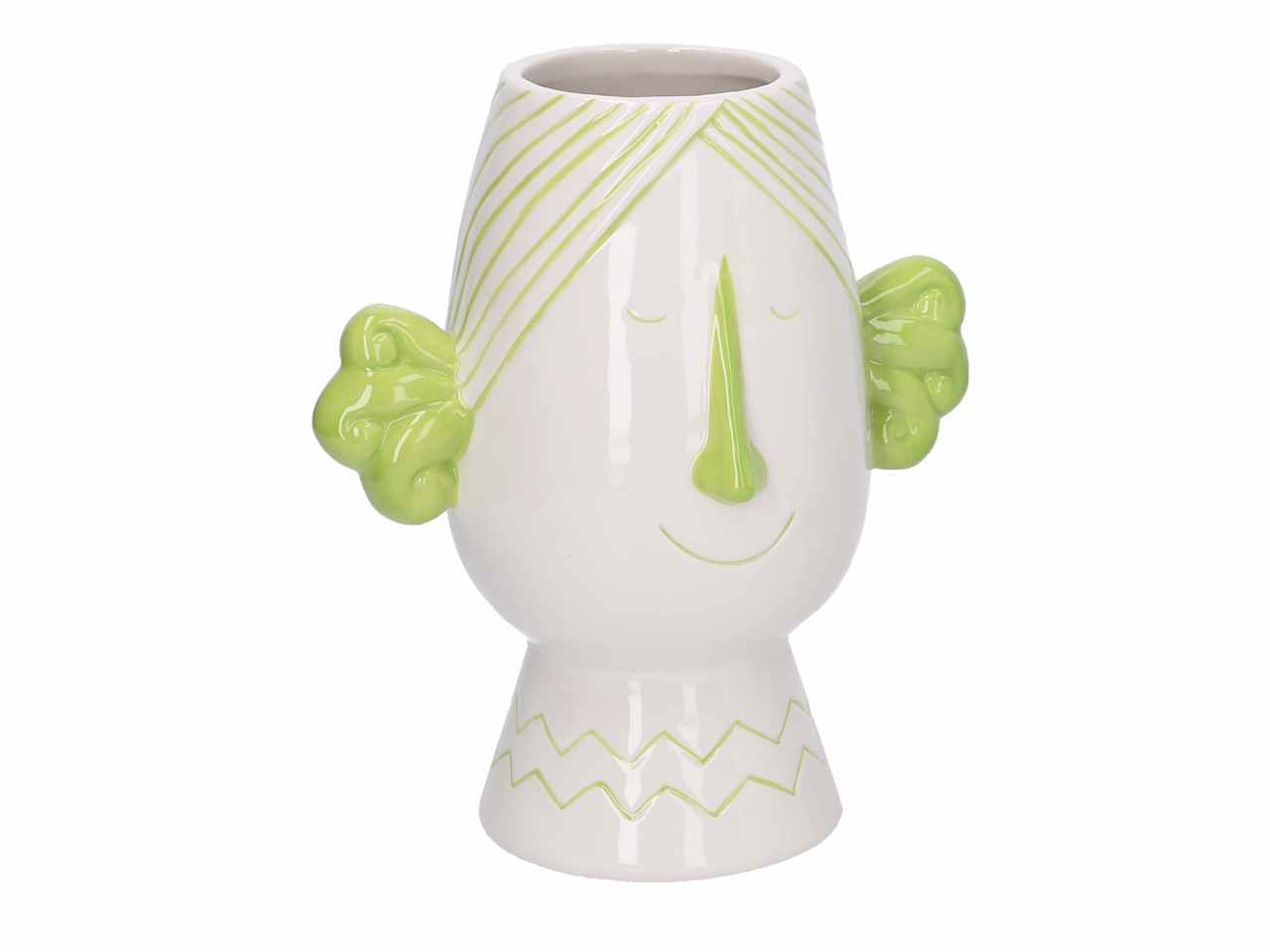 porta vaso ceramica viso verde h23cm 5864550000