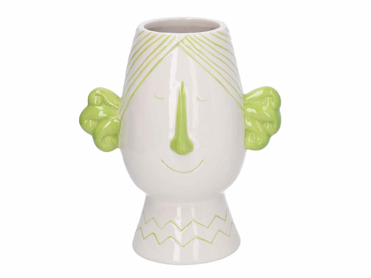 porta vaso ceramica viso verde h23cm 5864550000