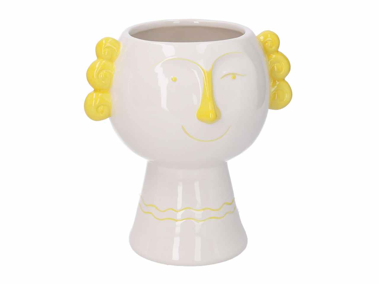 porta vaso ceramica viso giallo h20cm 5864580000