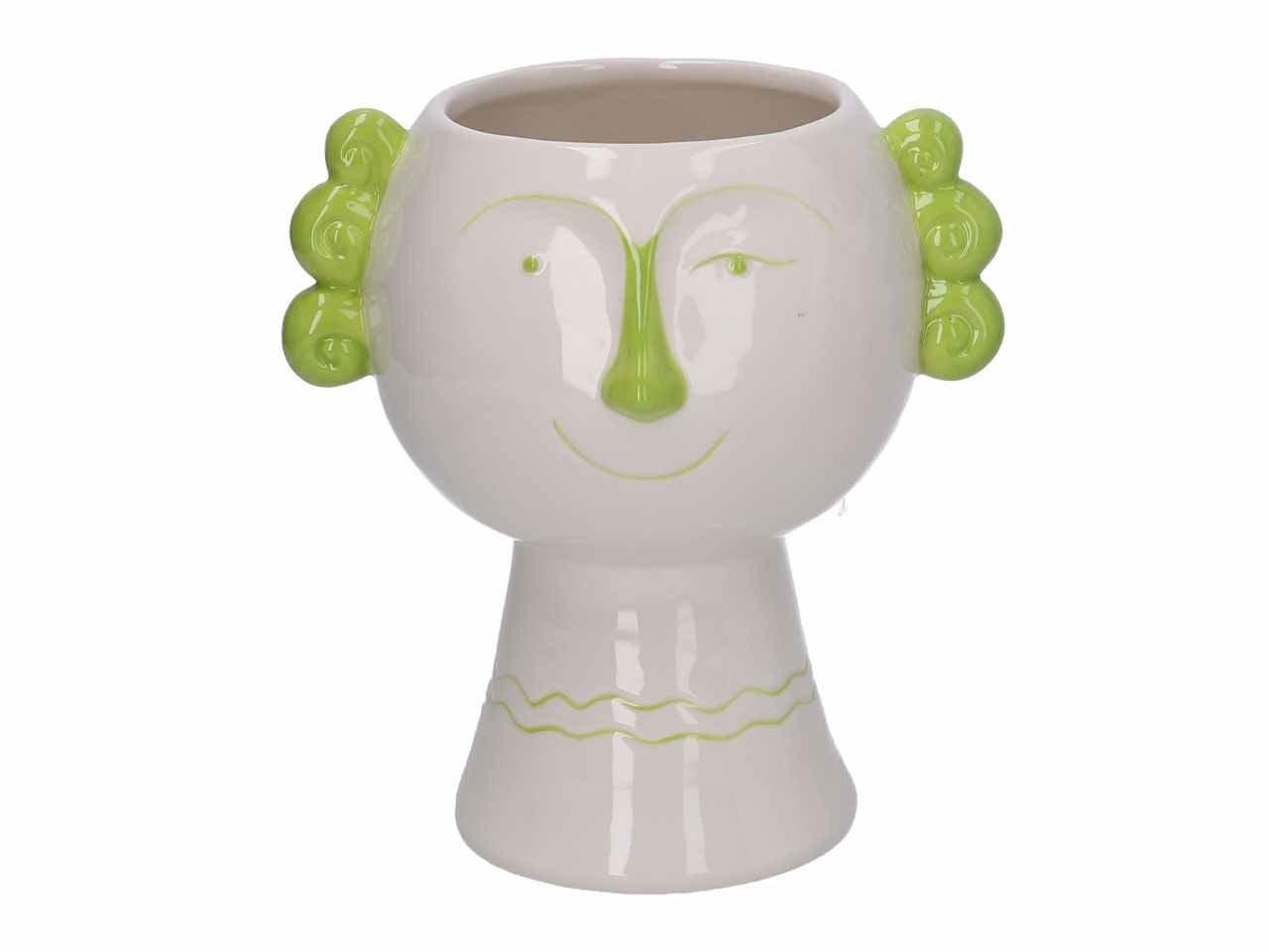 porta vaso ceramica viso verde h20cm 5864590000