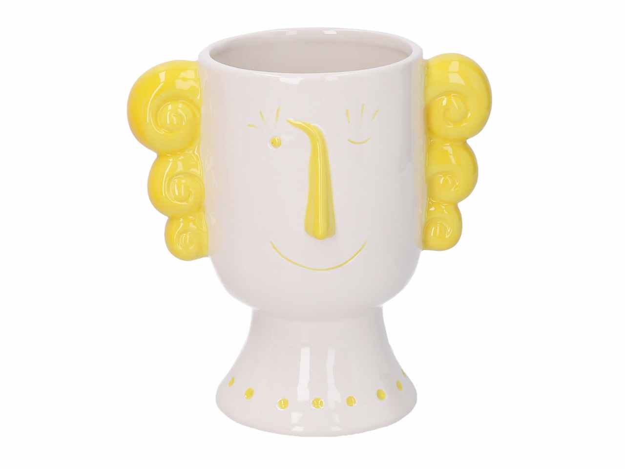 porta vaso ceramica viso giallo h19,2 5864620000