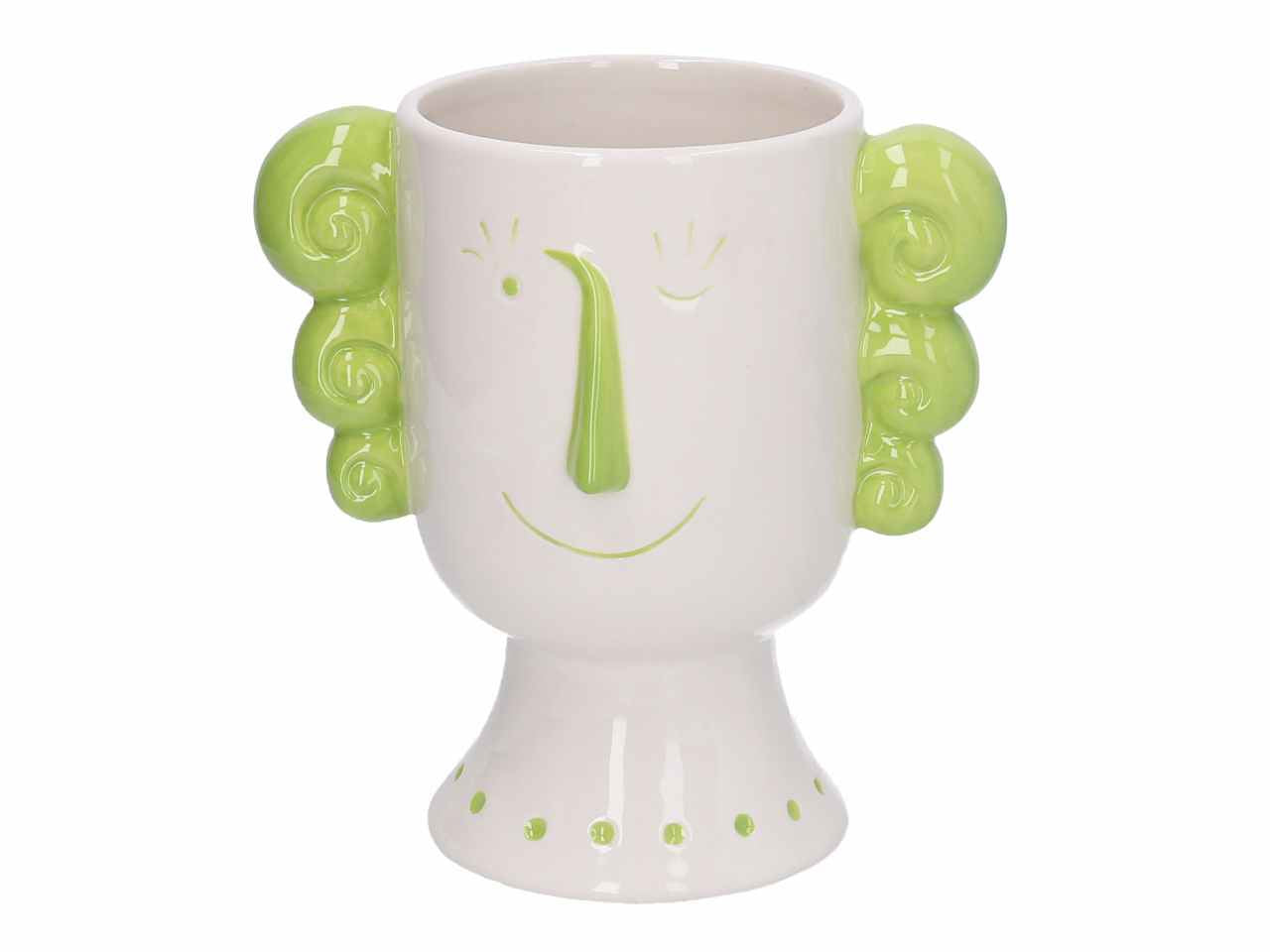 porta vaso ceramica viso verde h19,2cm5864630000