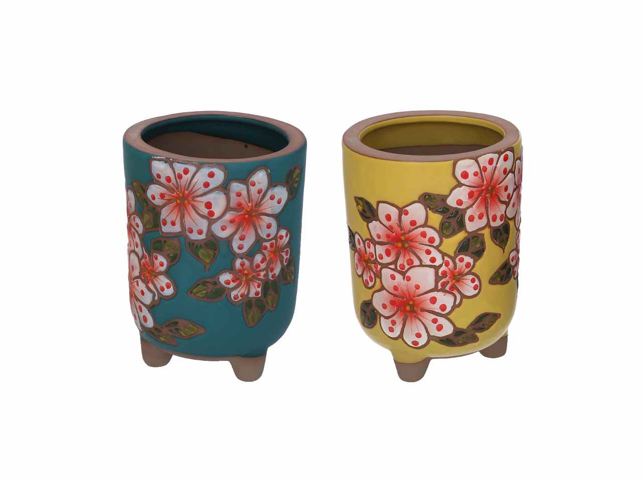 P.vaso cer.giallo/azz.h14cm 5865980000