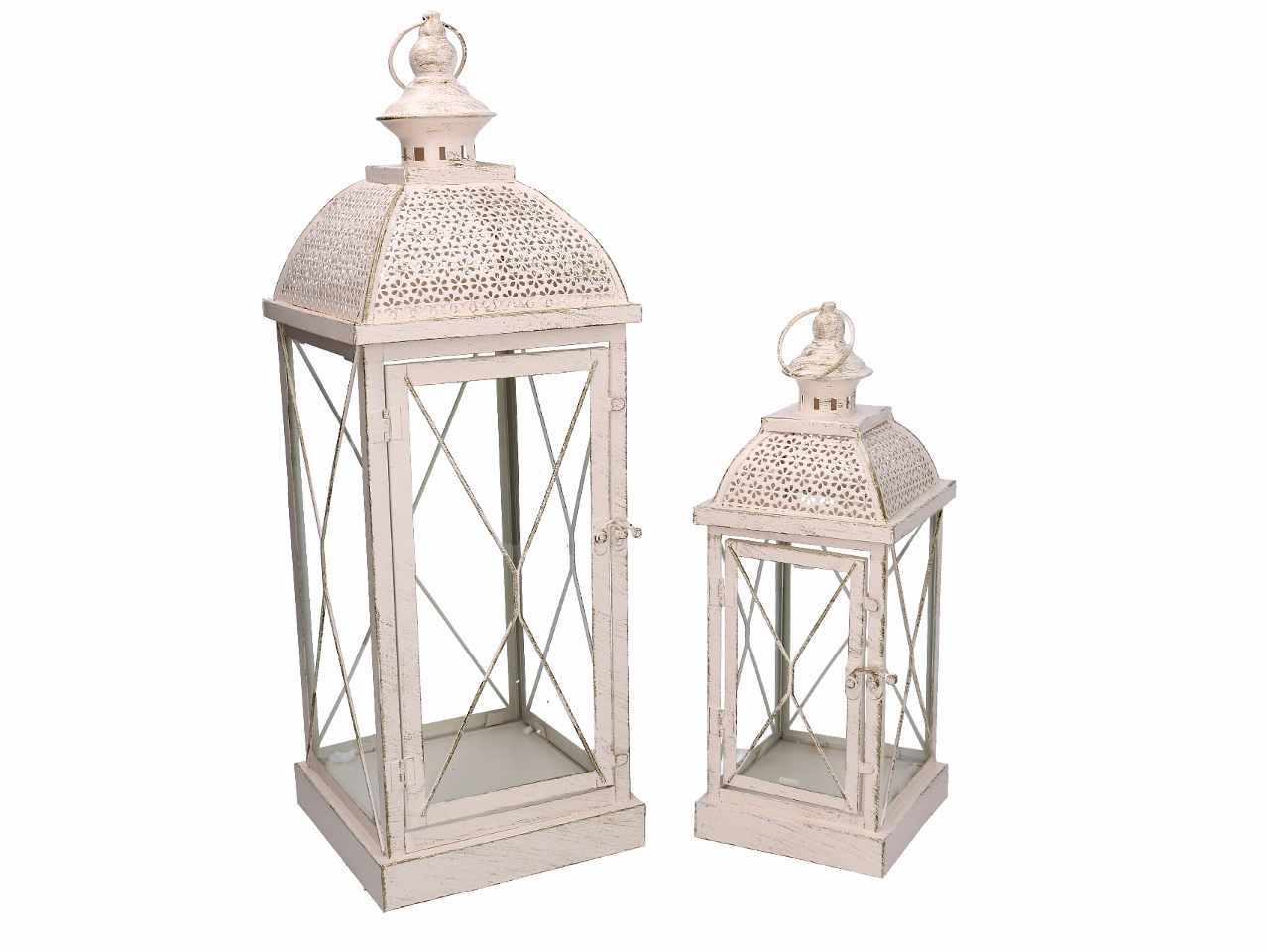 Lanterna metallo 1-2 crema oro quadro cm 18x18h54