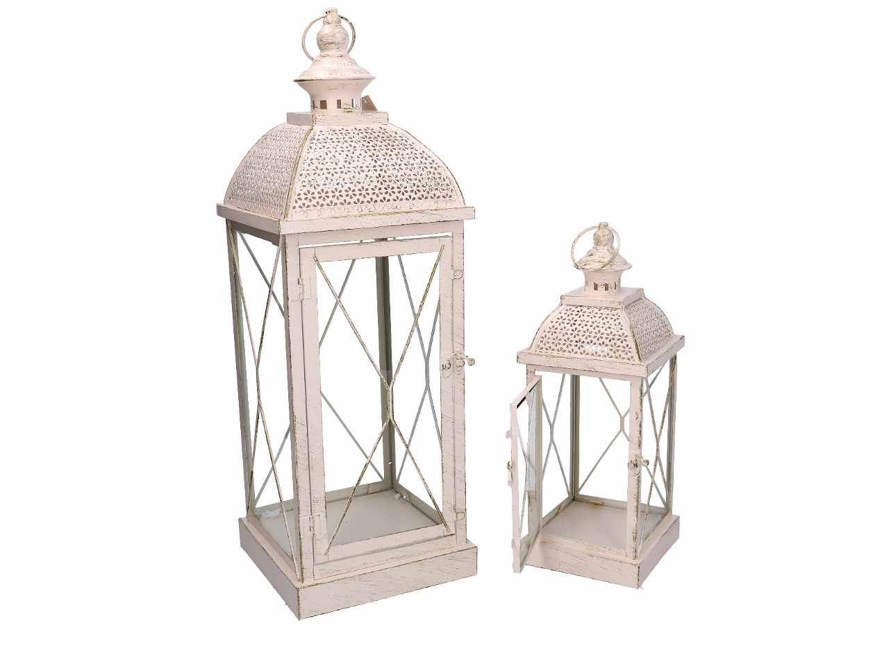 Lanterna metallo 1-2 crema oro quadro cm 18x18h54