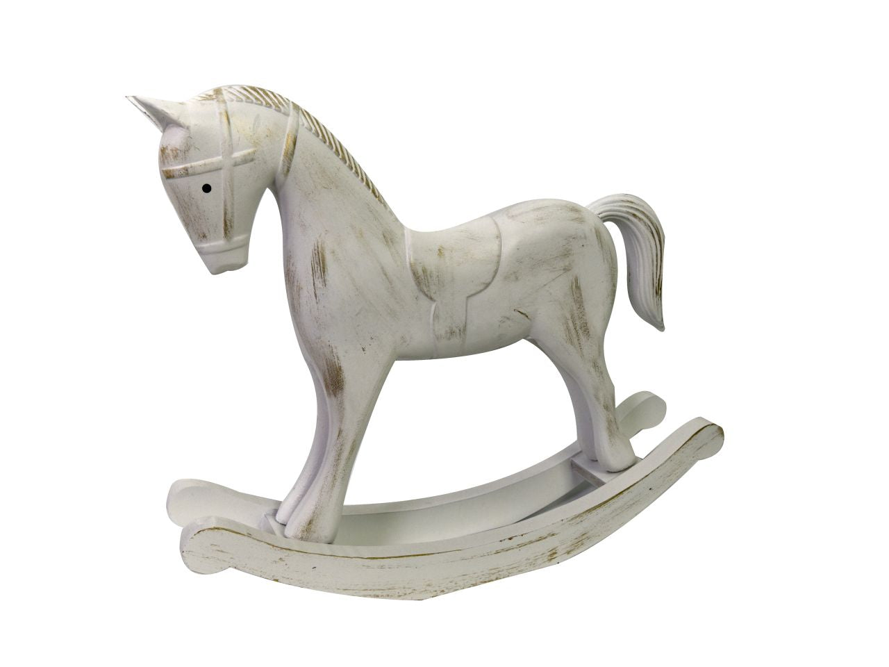 Cavallo a dondolo legno bianco cm26,5x6, 5h23
