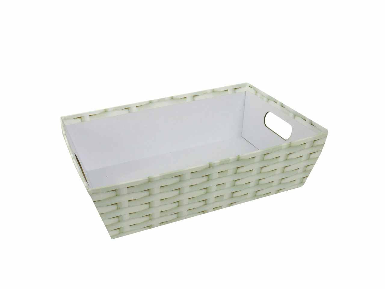 Cesta cartone effetto legno bianco rettangolare cm31x22h9