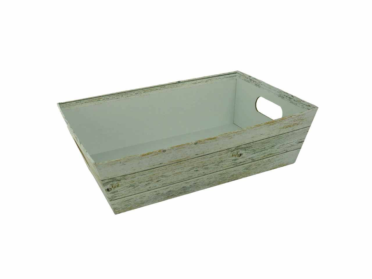 Cesta cartone effetto legno grigio rettangolare cm31x22h9