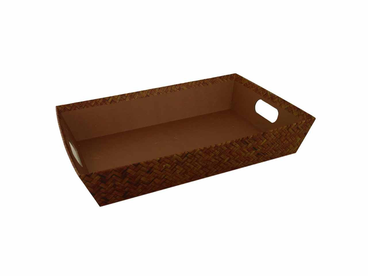Cesta cartone effetto legno marrone rett angolare cm35x26h7