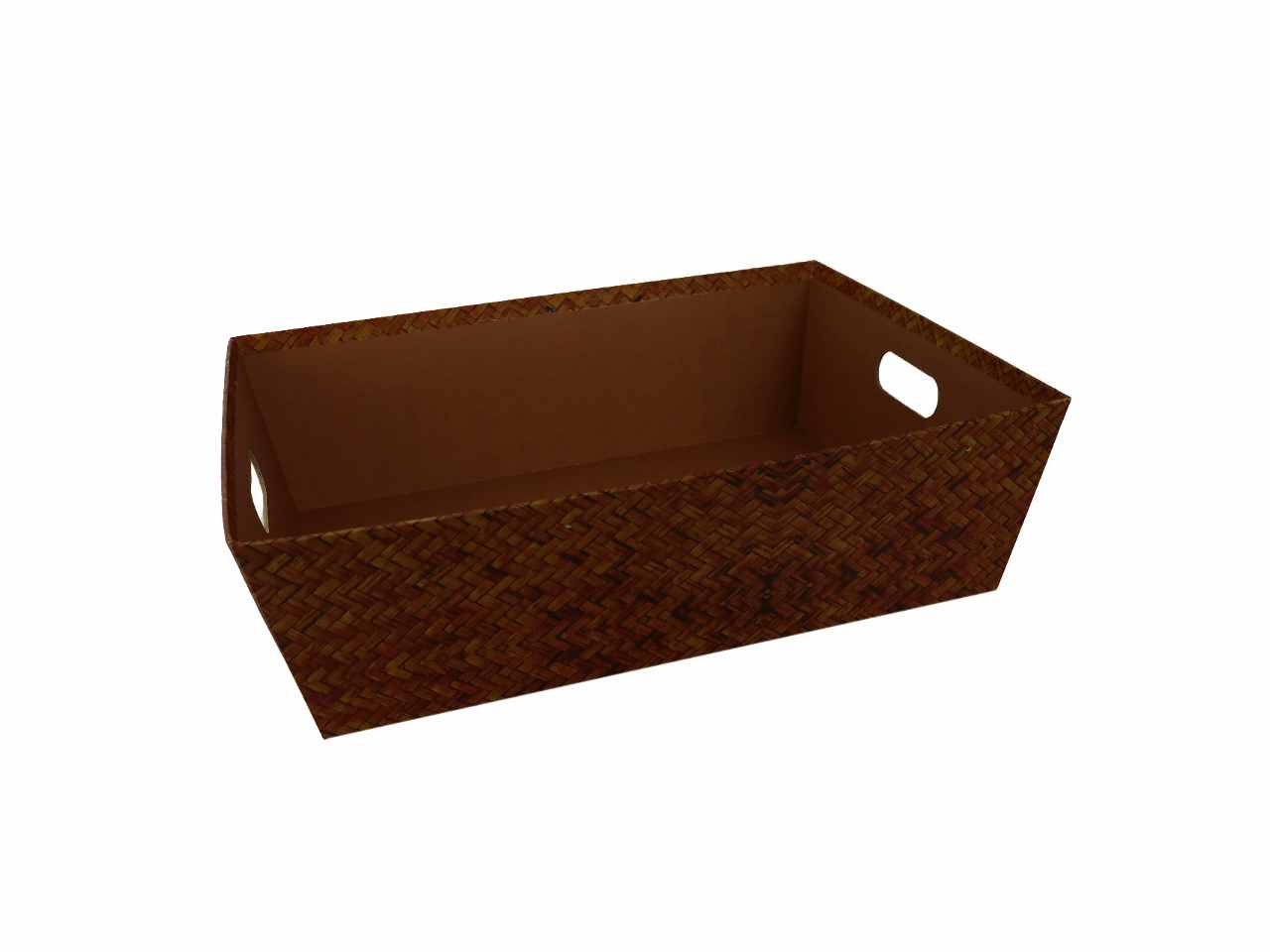 Cesta cartone effetto legno marrone rettangolare cm40x30h12