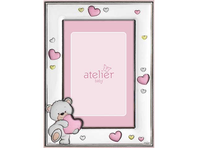 P.foto orsetto cuore 13x18 rosa ae0509/13r