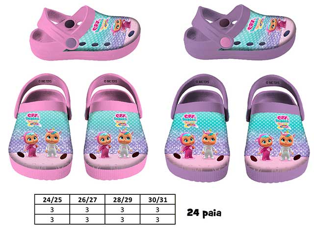 Ciabatte in gomma con fori multicolor cry babies