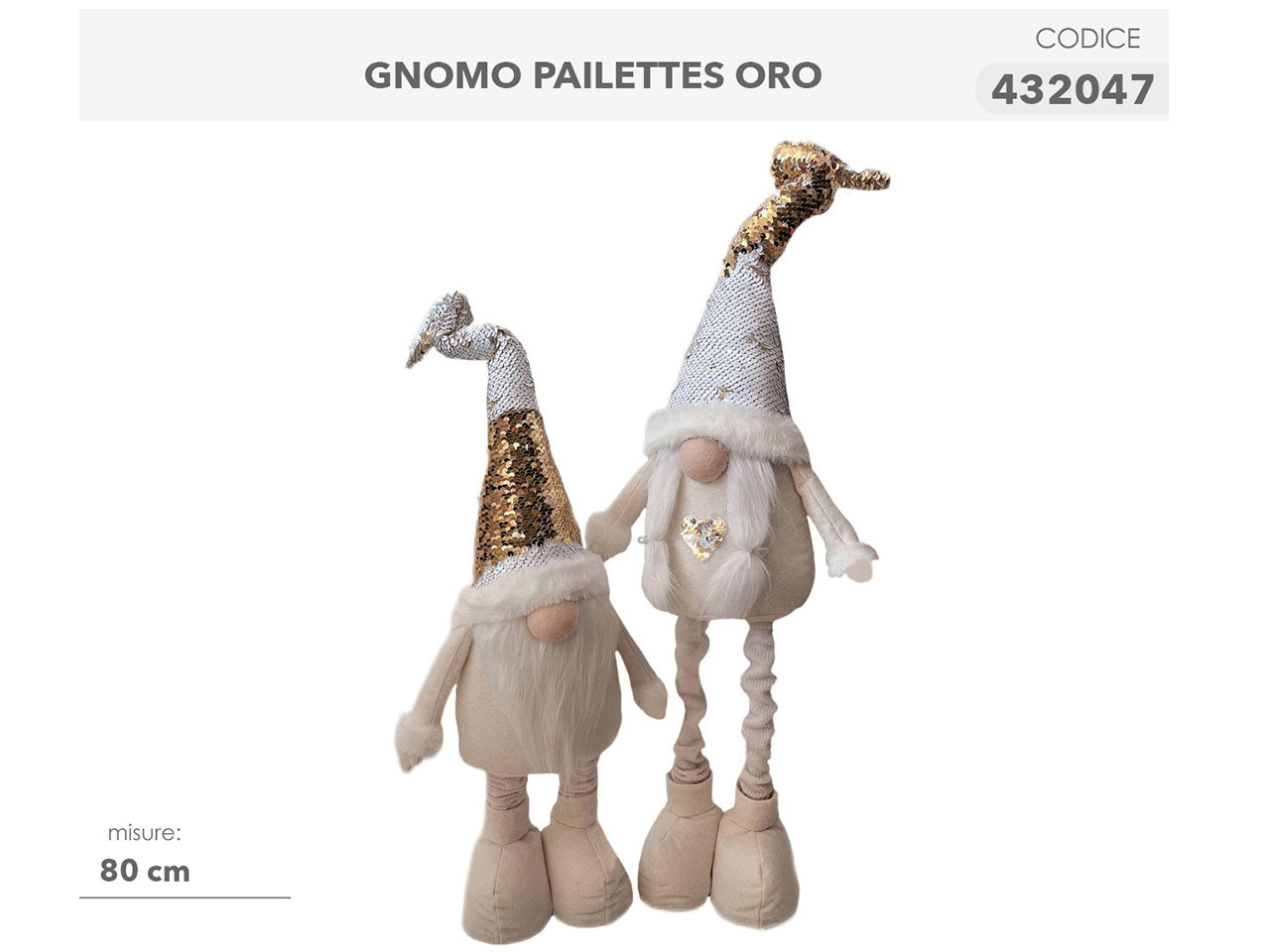Gnomo con paillettes oro 80cm