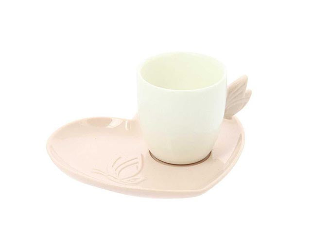 tazzina c/piattino cuore rosa ck274