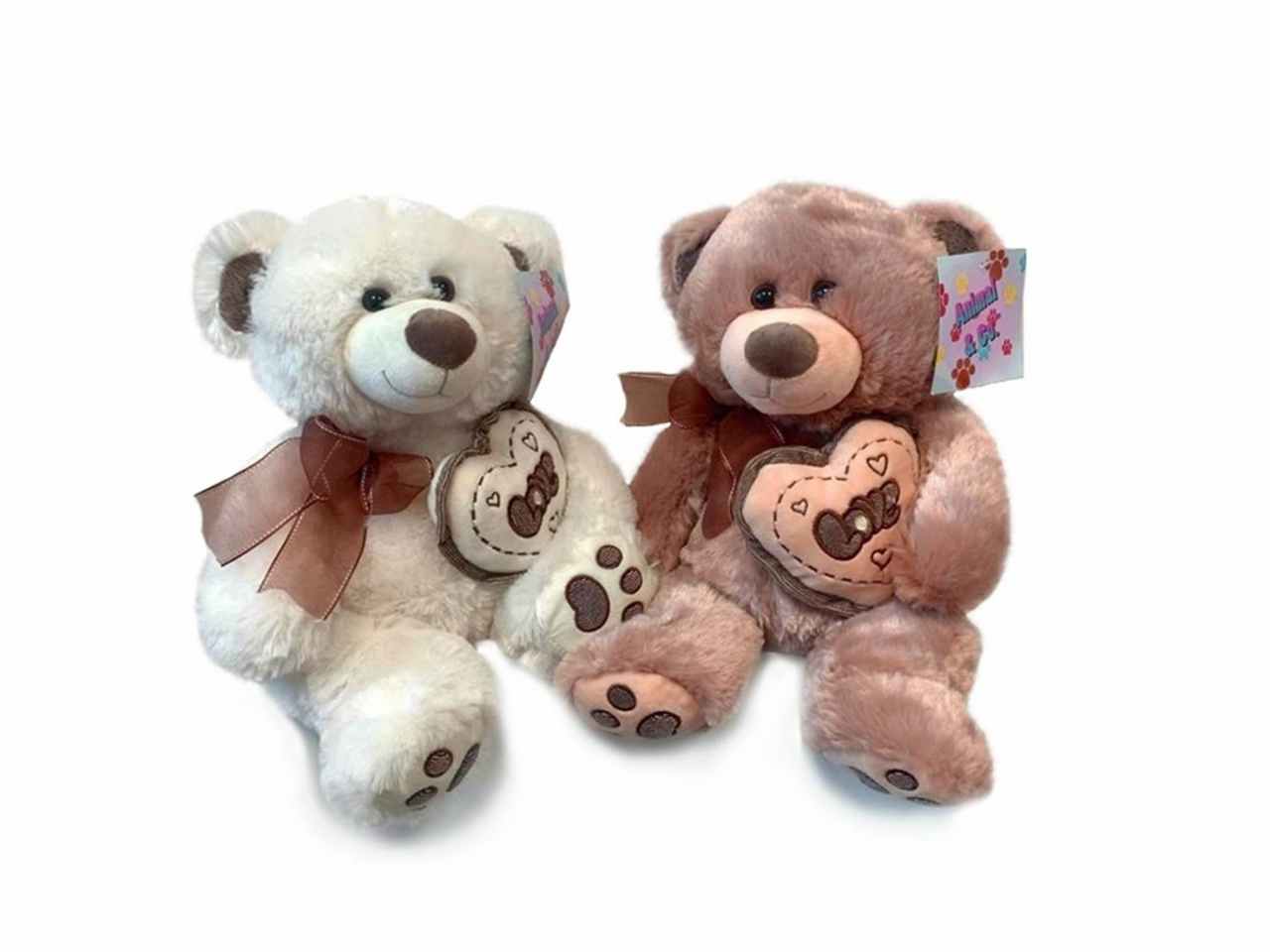 peluche orso marrone/bianco c/cuore 60cm