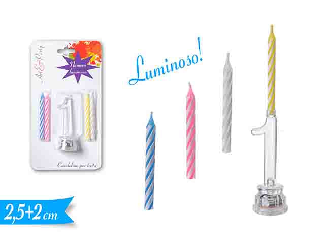 Candelina c/numero luminoso n°1 565061