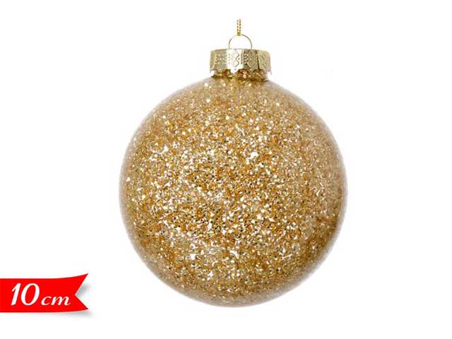 sfera rossa glitter vetro 10cm    590293
