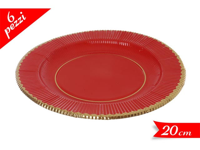 Set 6 piatti carta 20cm rosso 639718