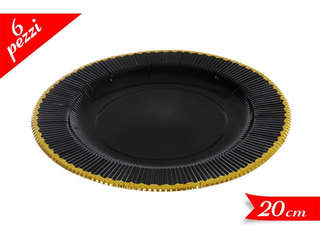 Set 6 piatti carta 20cm nero 639720