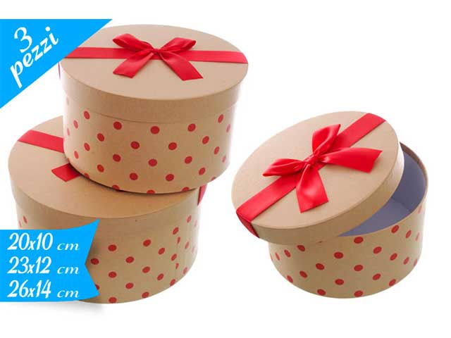 Scatola tonda c/fiocco 3 pezzi 452035