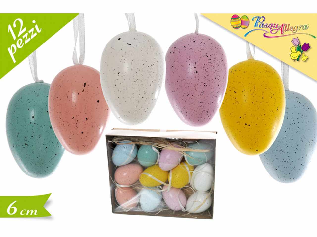 UOVA COLORATE 12 PEZZI ASSORTITI 6CM