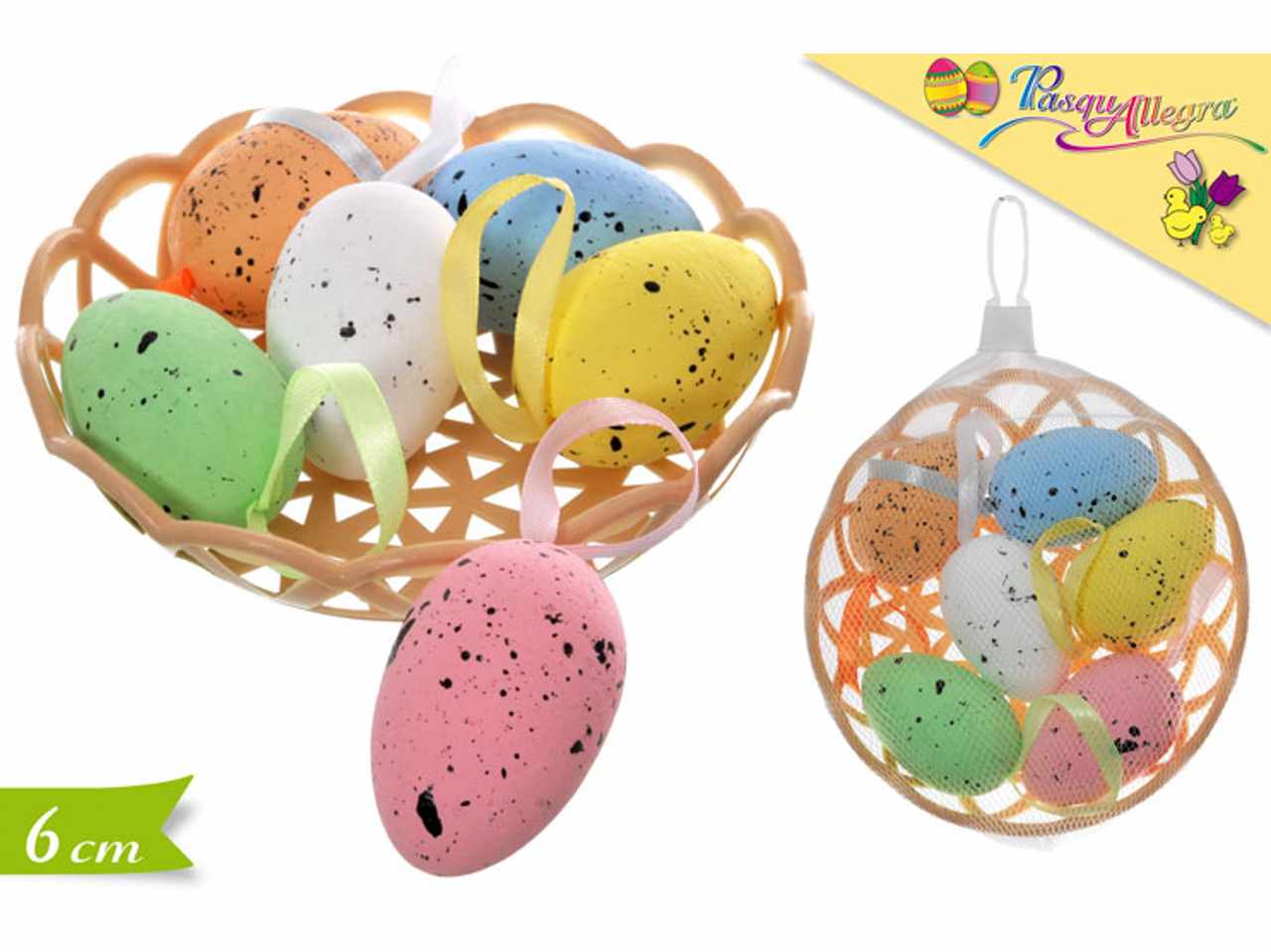 CESTINO CON UOVA DECORATE 6CM