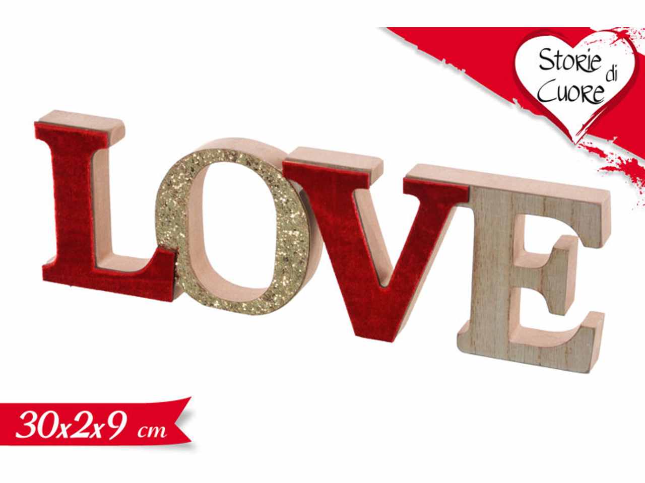 DECORAZIONE SCRITTA LOVE 30x2x9cm