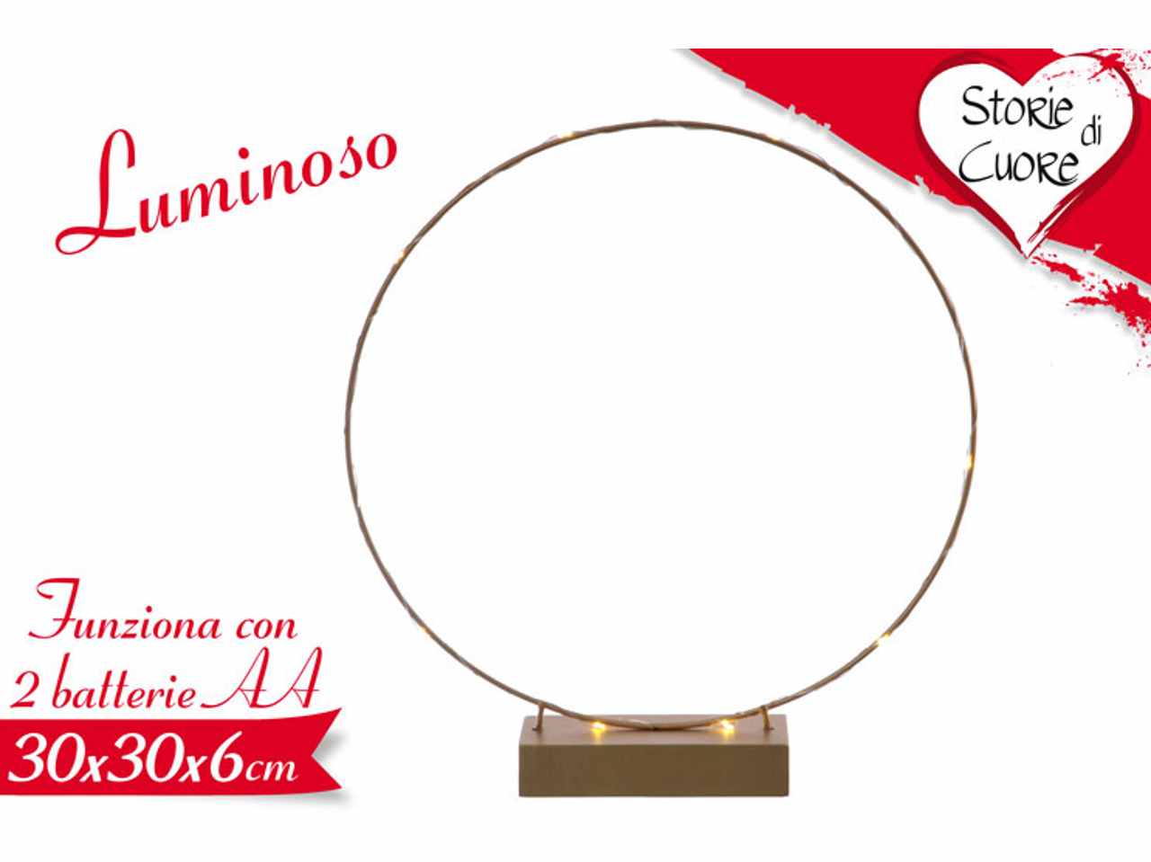 Decorazione luminosa 30x30x6cm. funziona con 2 batterie aa