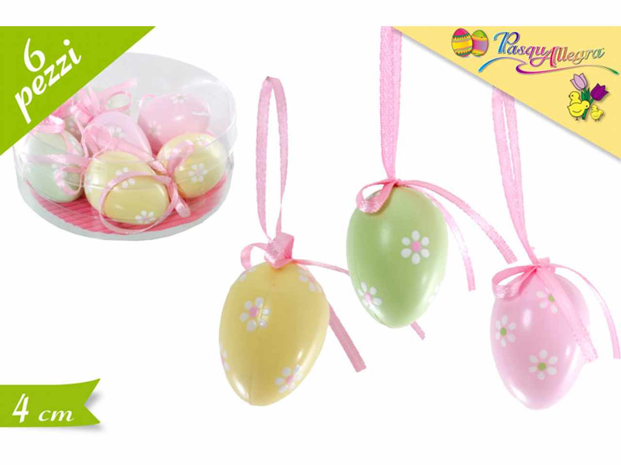 UOVA DECORATE IN SCATOLA 6 PEZZI 4CM