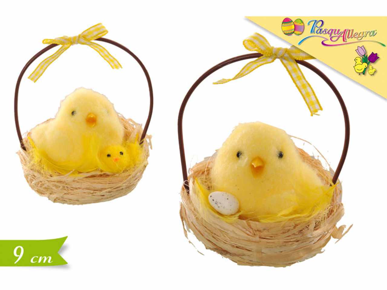 CESTO DECORATIVO CON UCCELLINO ASSORTITO 9CM