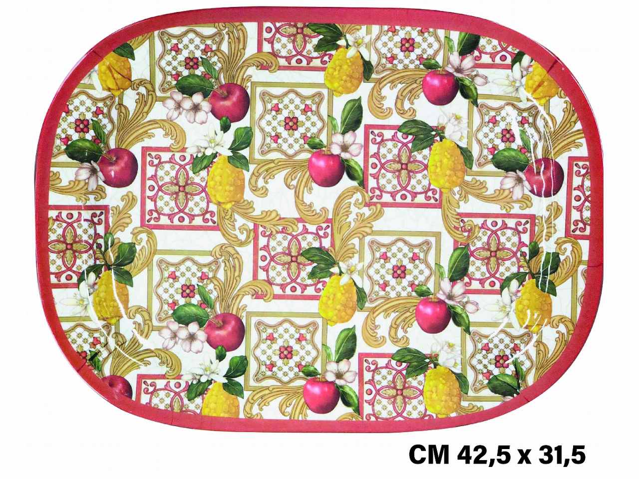 Vassoio rettangolare in melamina 42,6x31,5cm decorazione maiolica