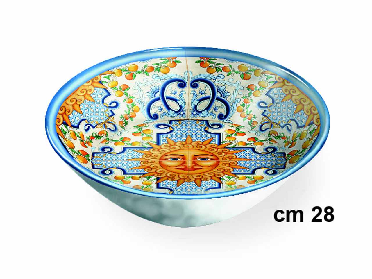 Insalatiera in melamina 28xh.9cm con decorazione taormina