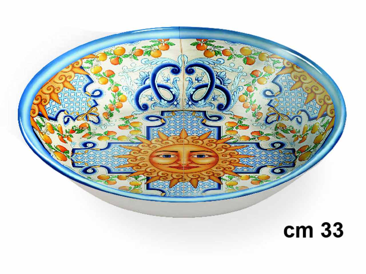 Insalatiera bassa in melamina 33xh.9cm con decorazione taormina