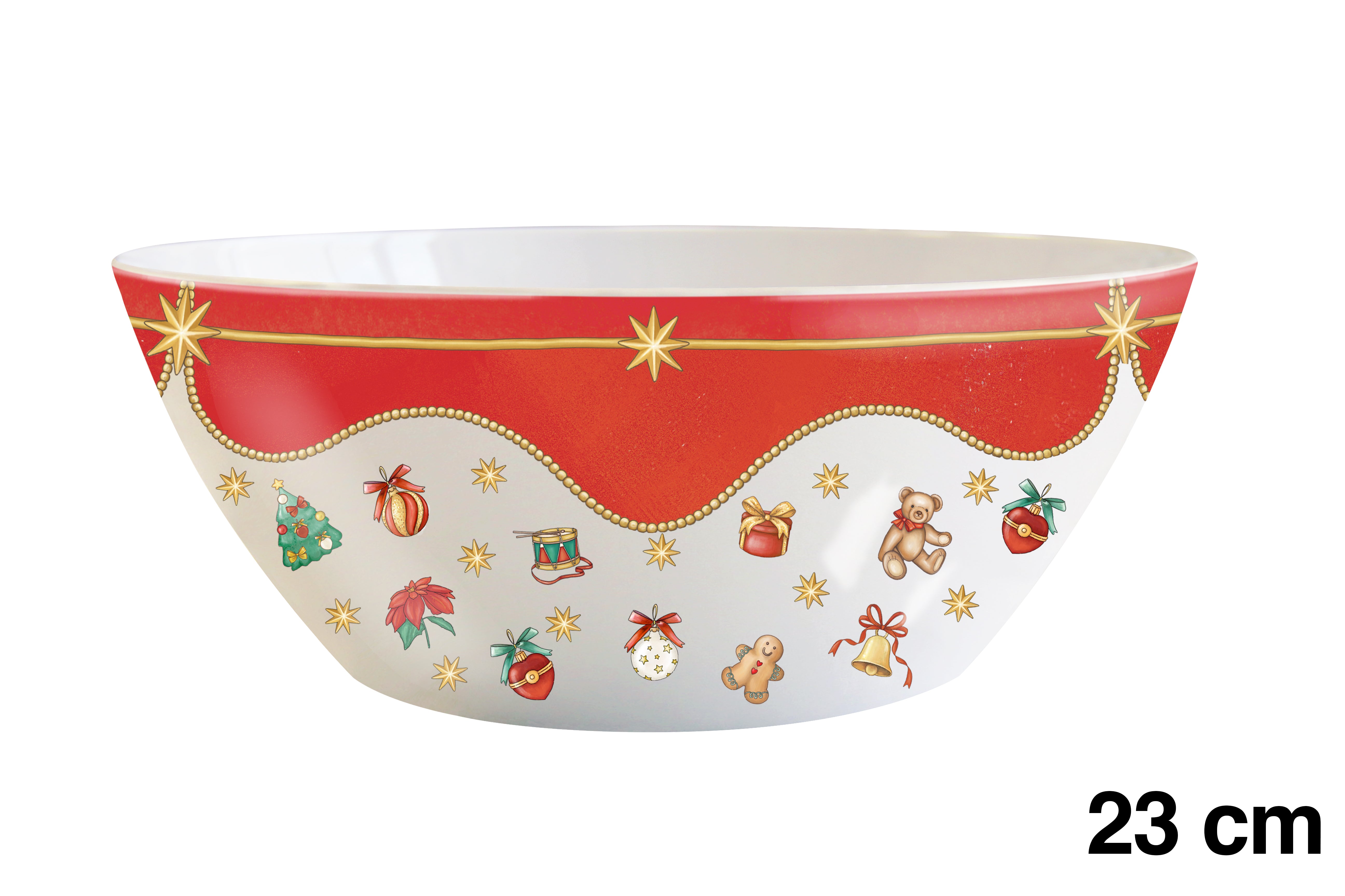 Fruttiera fonda natalizia vintage in melamina misura 23cm
