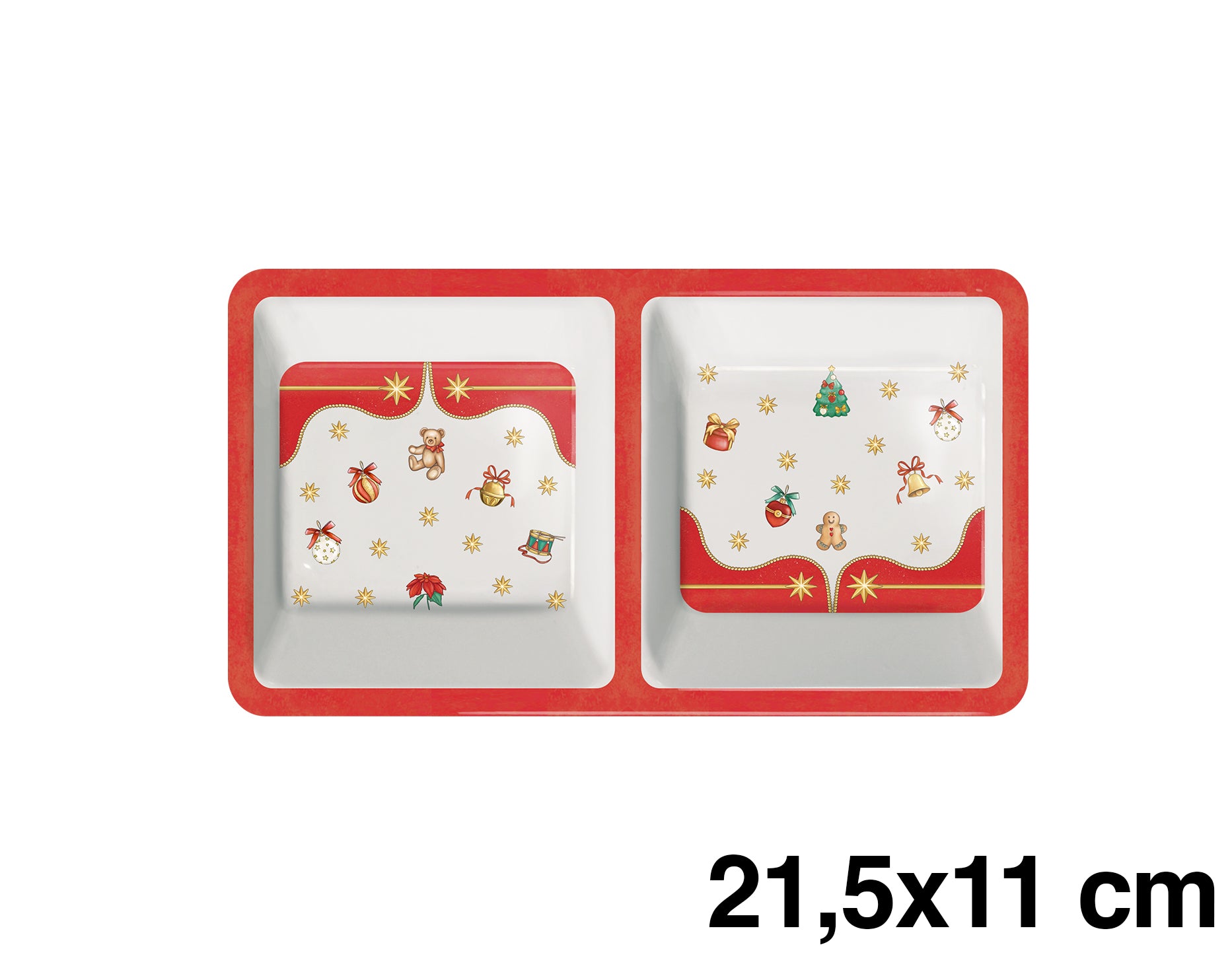 Antipastiera snack natalizia vintage con 2 posti in melamina