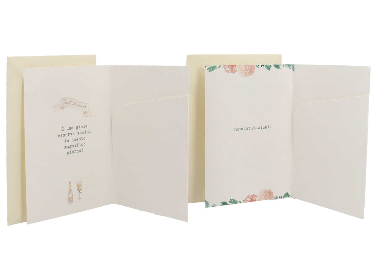 Biglietti per matrimonio linea cartomania greetings carta groffata e foil con tasca portasoldi e busta misura 11,8x16,8cm
