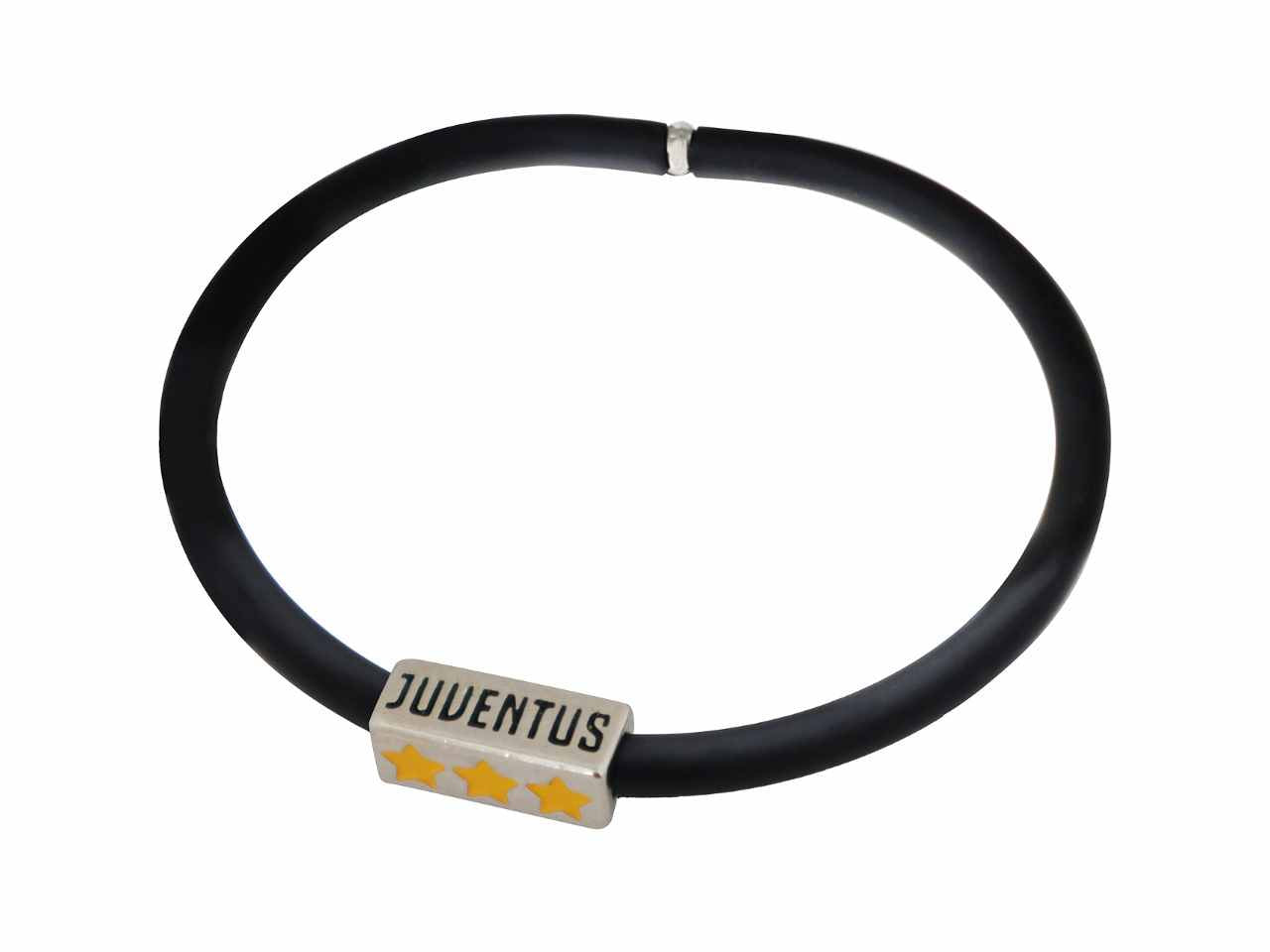 bracciale in silicone nero con stelle e scritta juventus