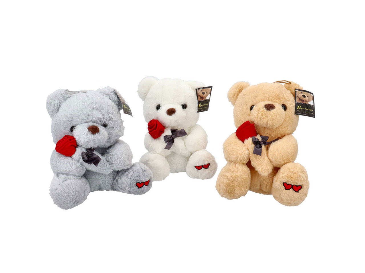 Peluche orso con rosa 18cm