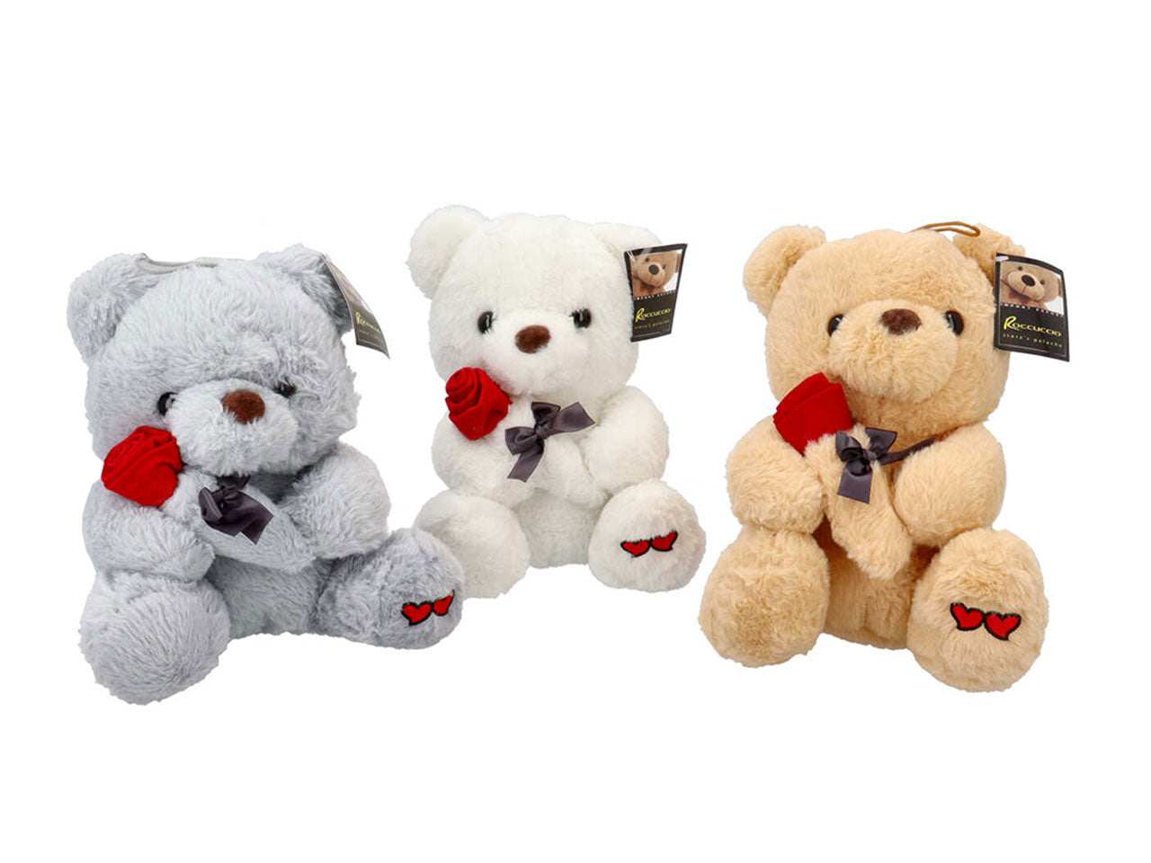 Peluche orso con rosa 25cm