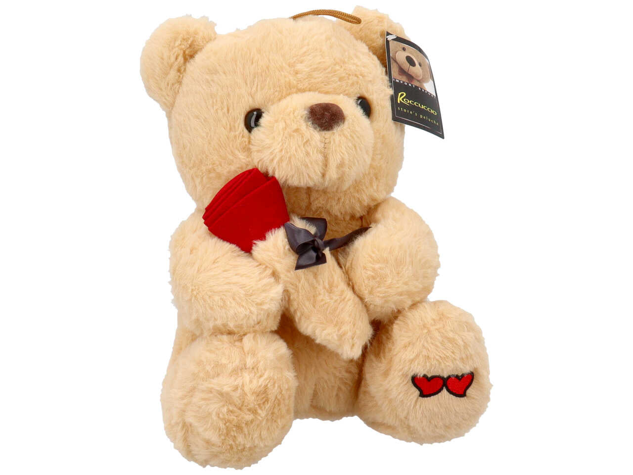 Peluche orso con rosa 25cm