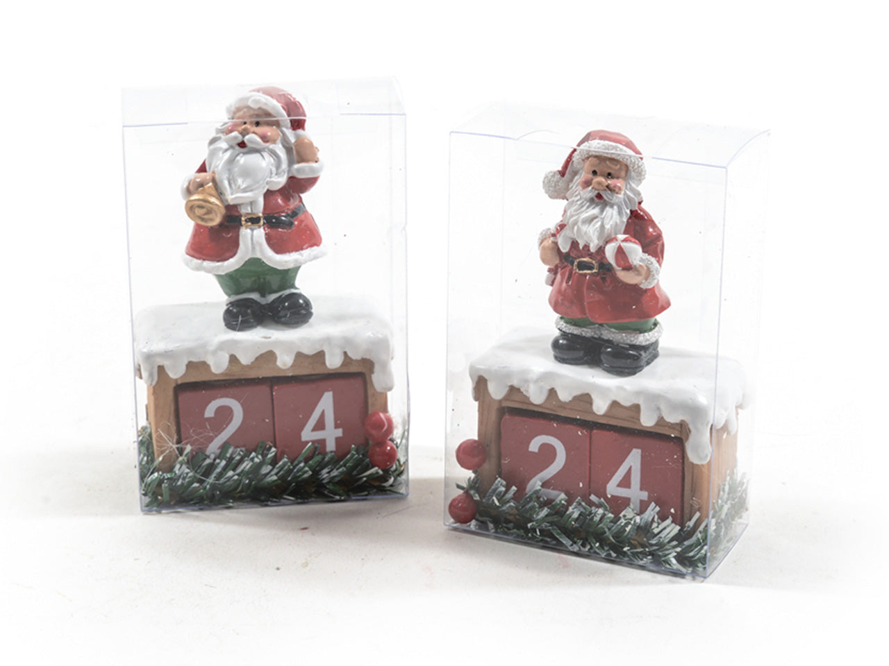 Calendario avvento babbo natale in resina misura 10,5x7x3,5cm assortito