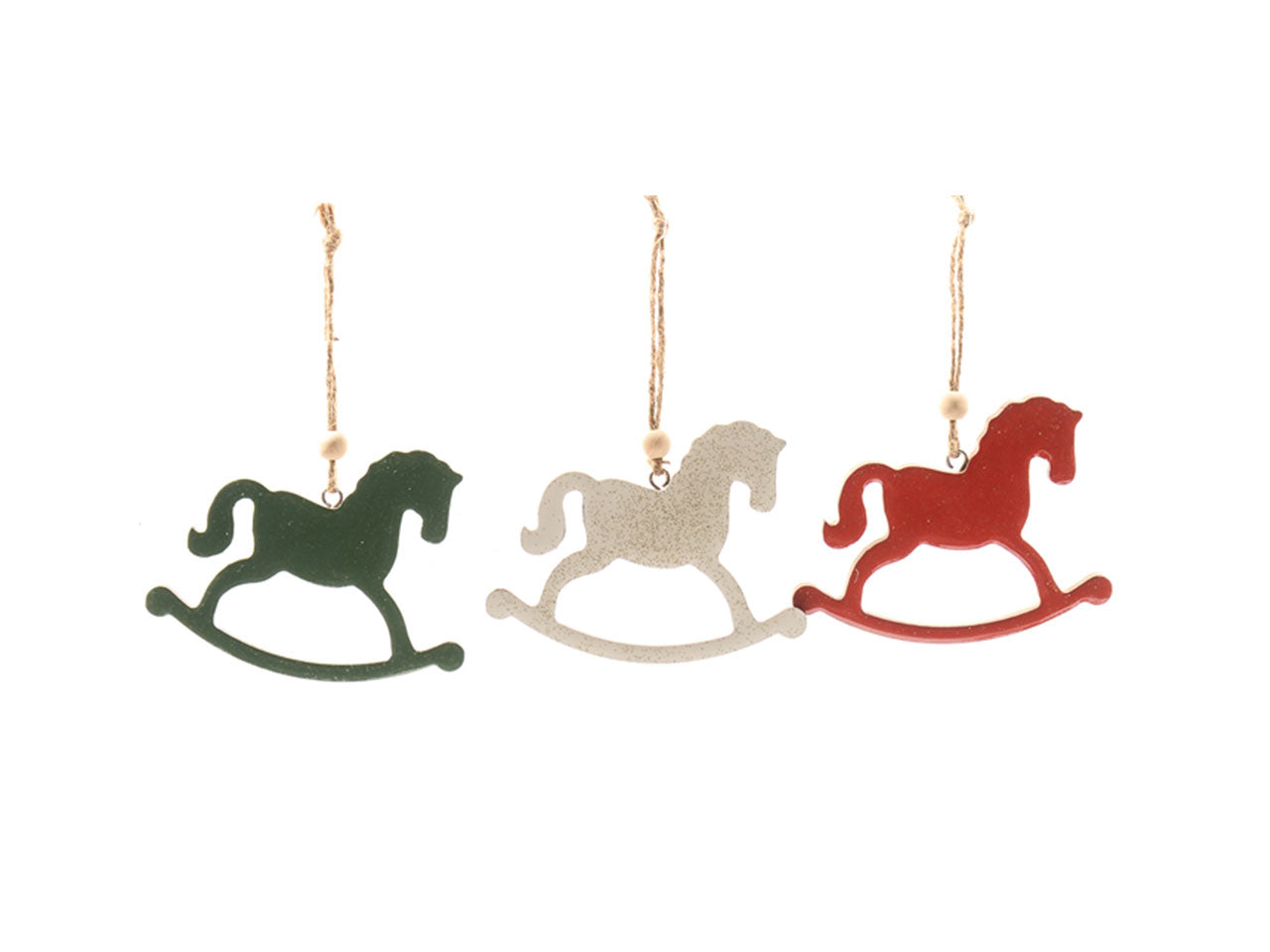 Cavallo a dondolo laccato in legno misura 10xh.8cm colori assortiti