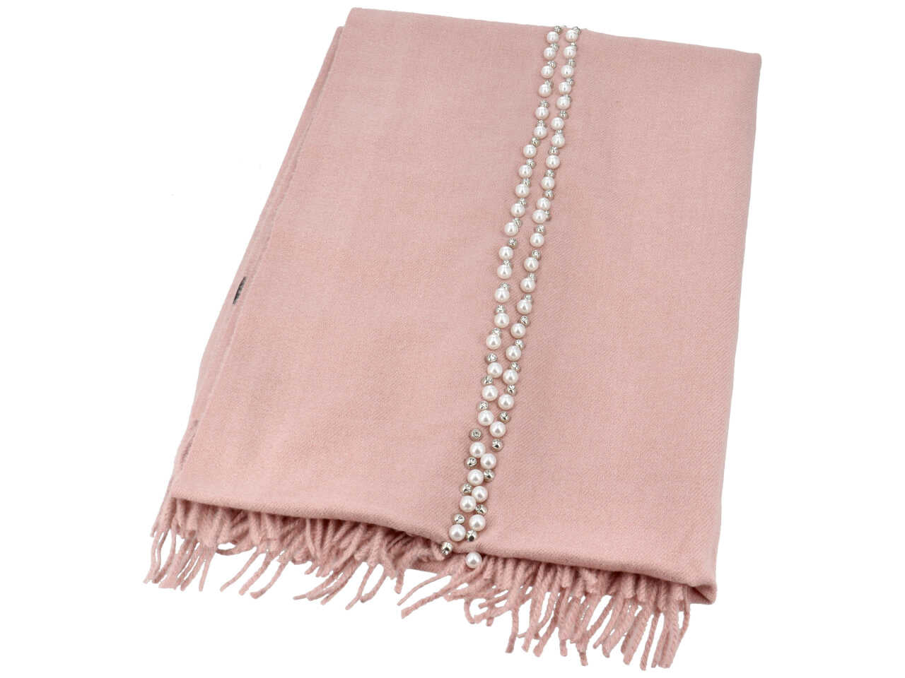 sciarpa con perle e strass 70x190cm ROSA 80% VISCOSA 20% LANA