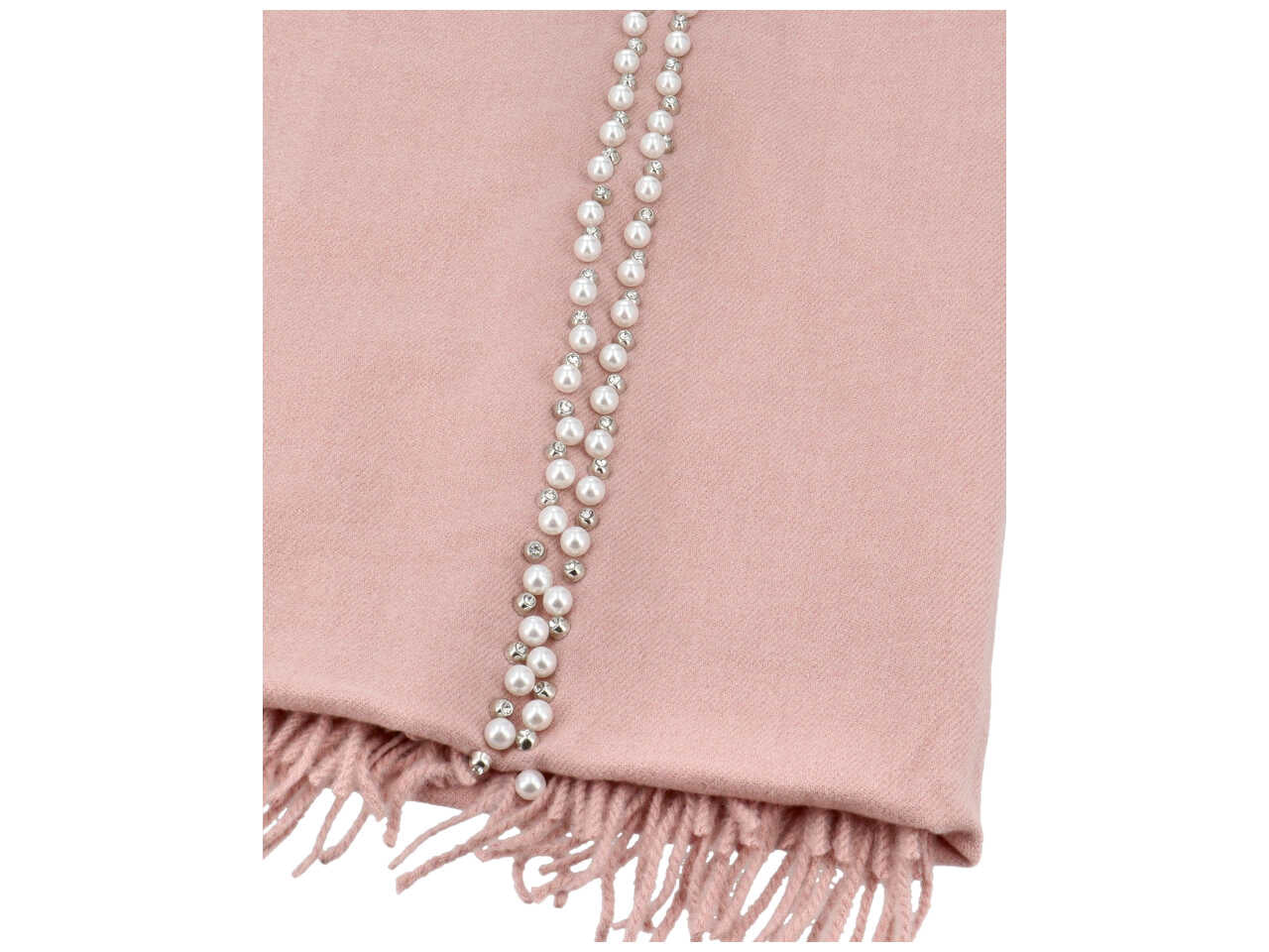 sciarpa con perle e strass 70x190cm ROSA 80% VISCOSA 20% LANA