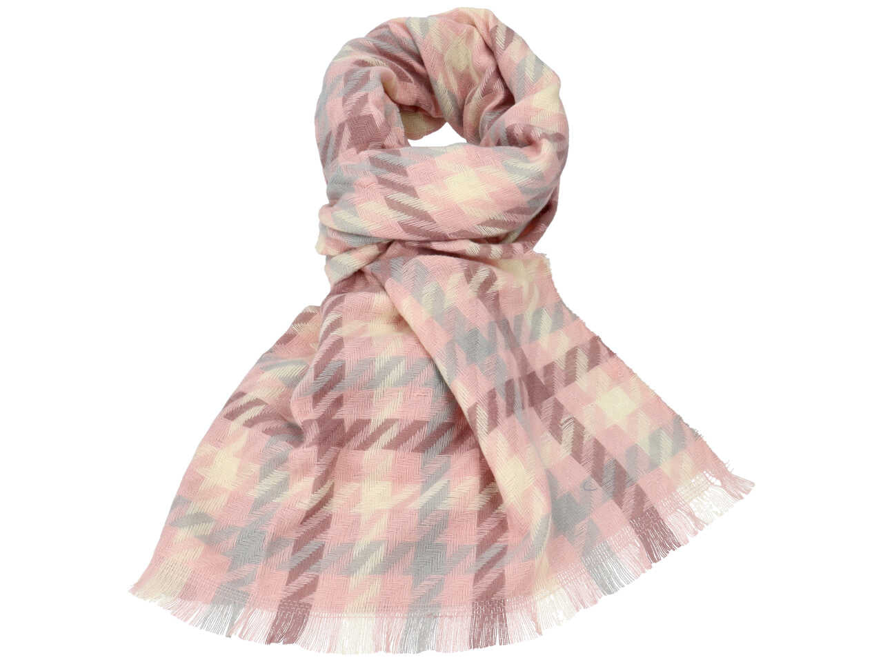 sciarpa a fantasia multirighe 70x180cm rosa panna 80% VISCOSA 20% LANA
