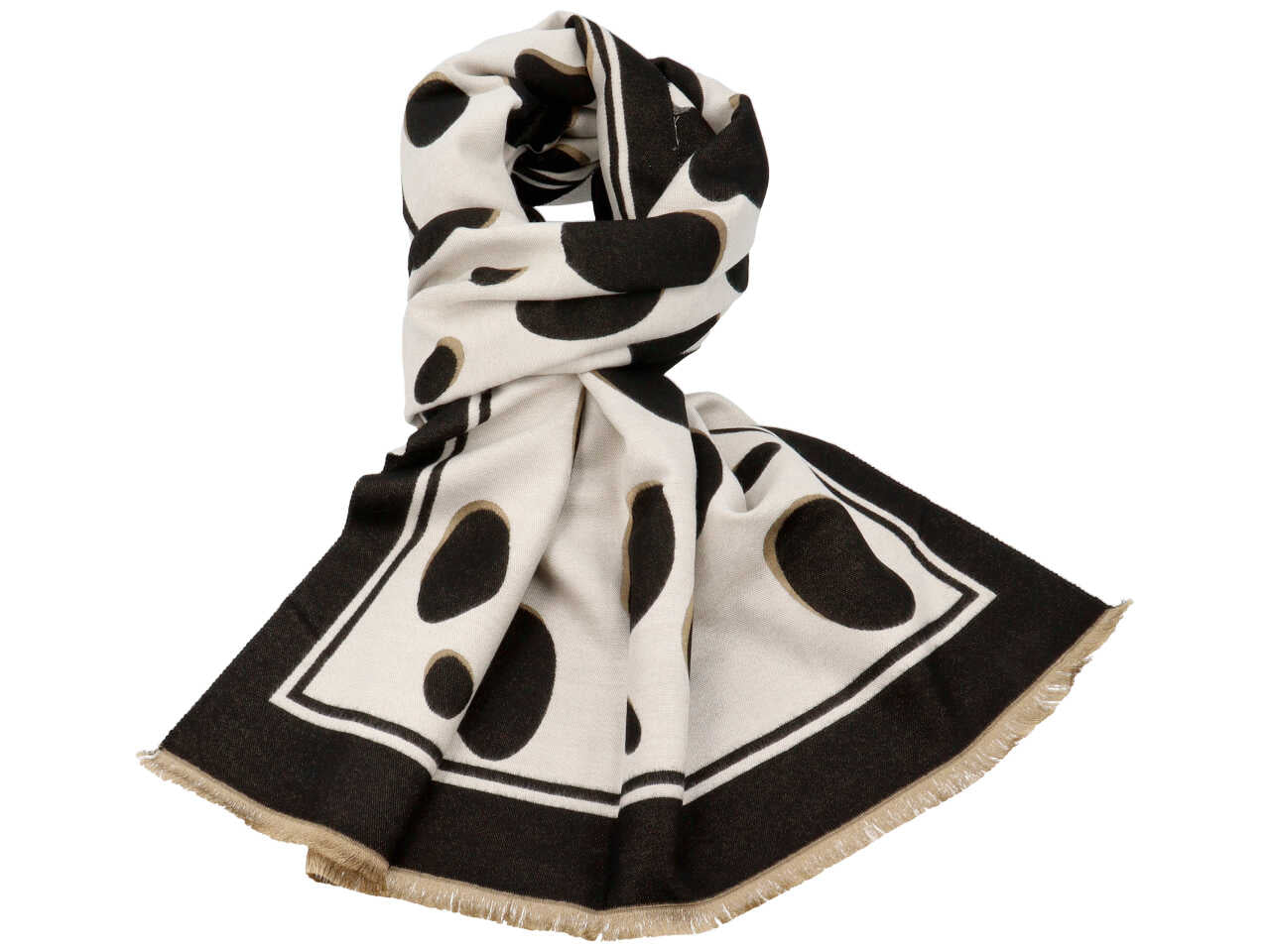 SCIARPA CON MACCHIE 70X190CM BIANCO NERA 70% VISCOSA 30% LANA