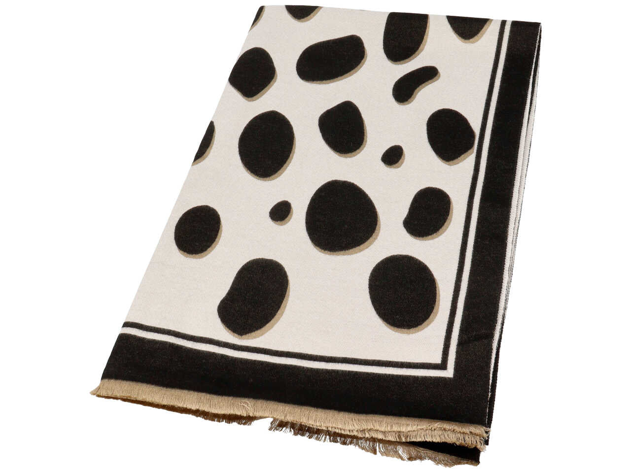 SCIARPA CON MACCHIE 70X190CM BIANCO NERA 70% VISCOSA 30% LANA
