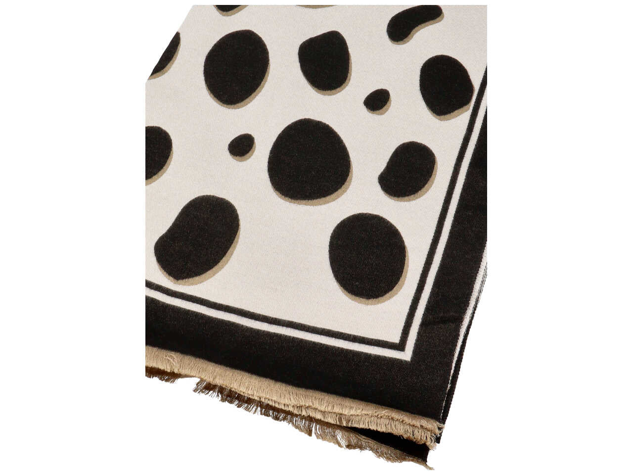 SCIARPA CON MACCHIE 70X190CM BIANCO NERA 70% VISCOSA 30% LANA