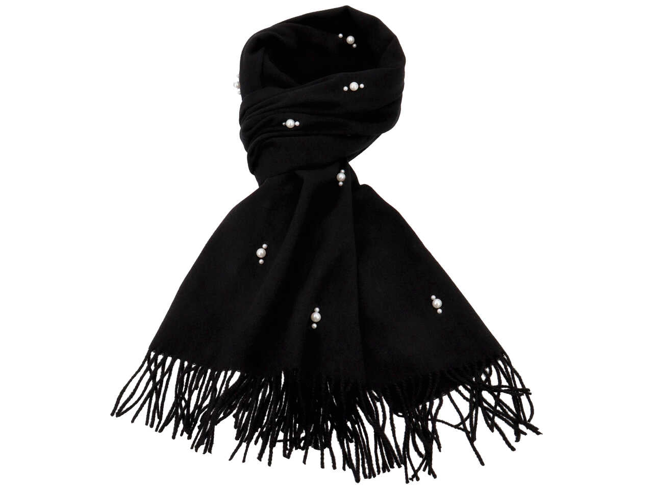 sciarpa con perle e strass 70x190cm NERA 80% VISCOSA 20% LANA