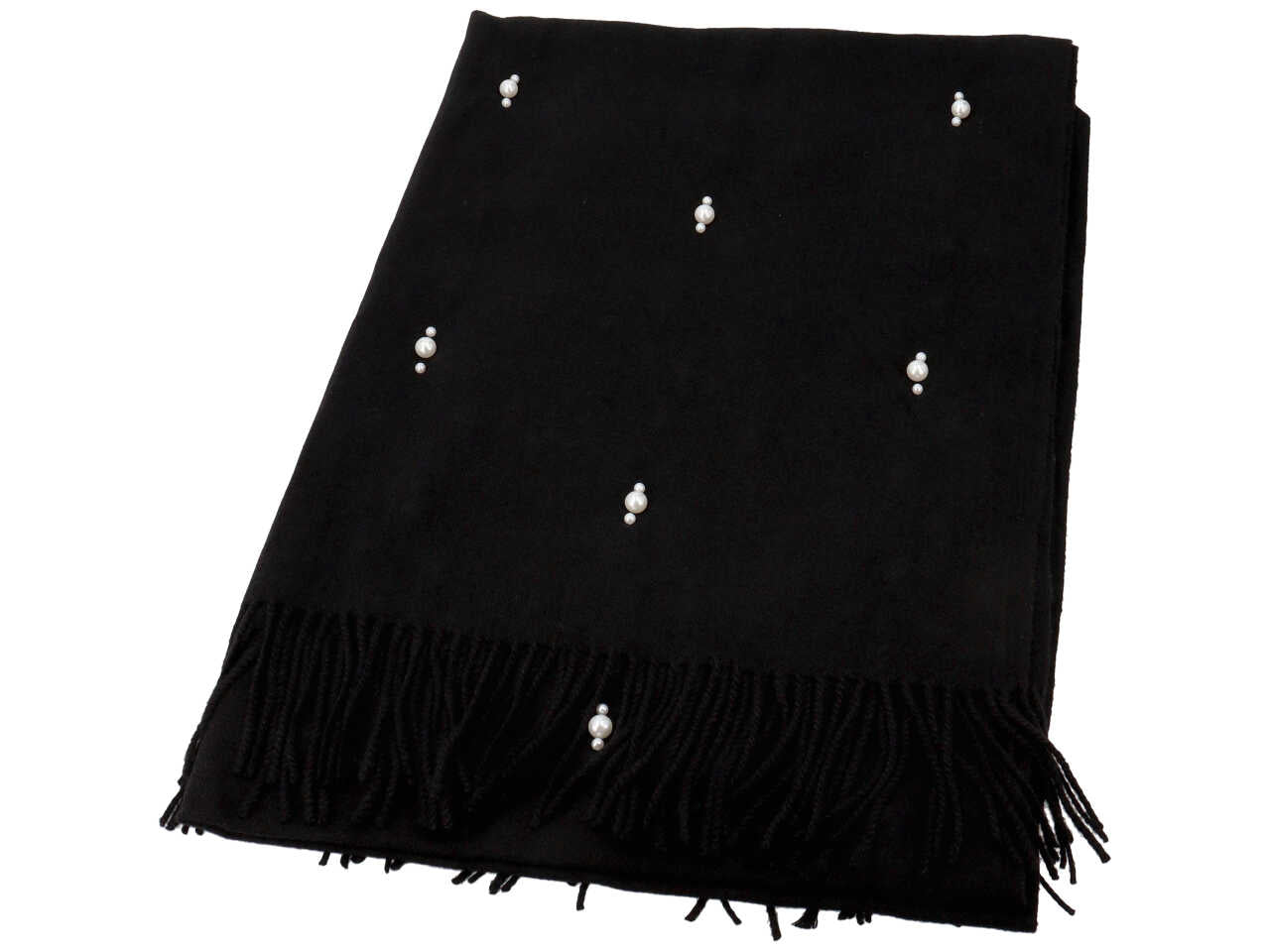 sciarpa con perle e strass 70x190cm NERA 80% VISCOSA 20% LANA